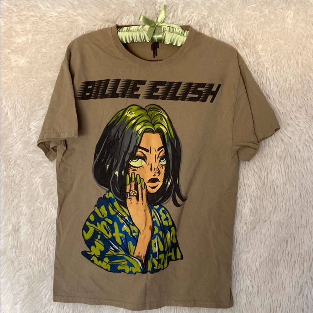 Billie Eilish Graphic Tee - Brown and Green